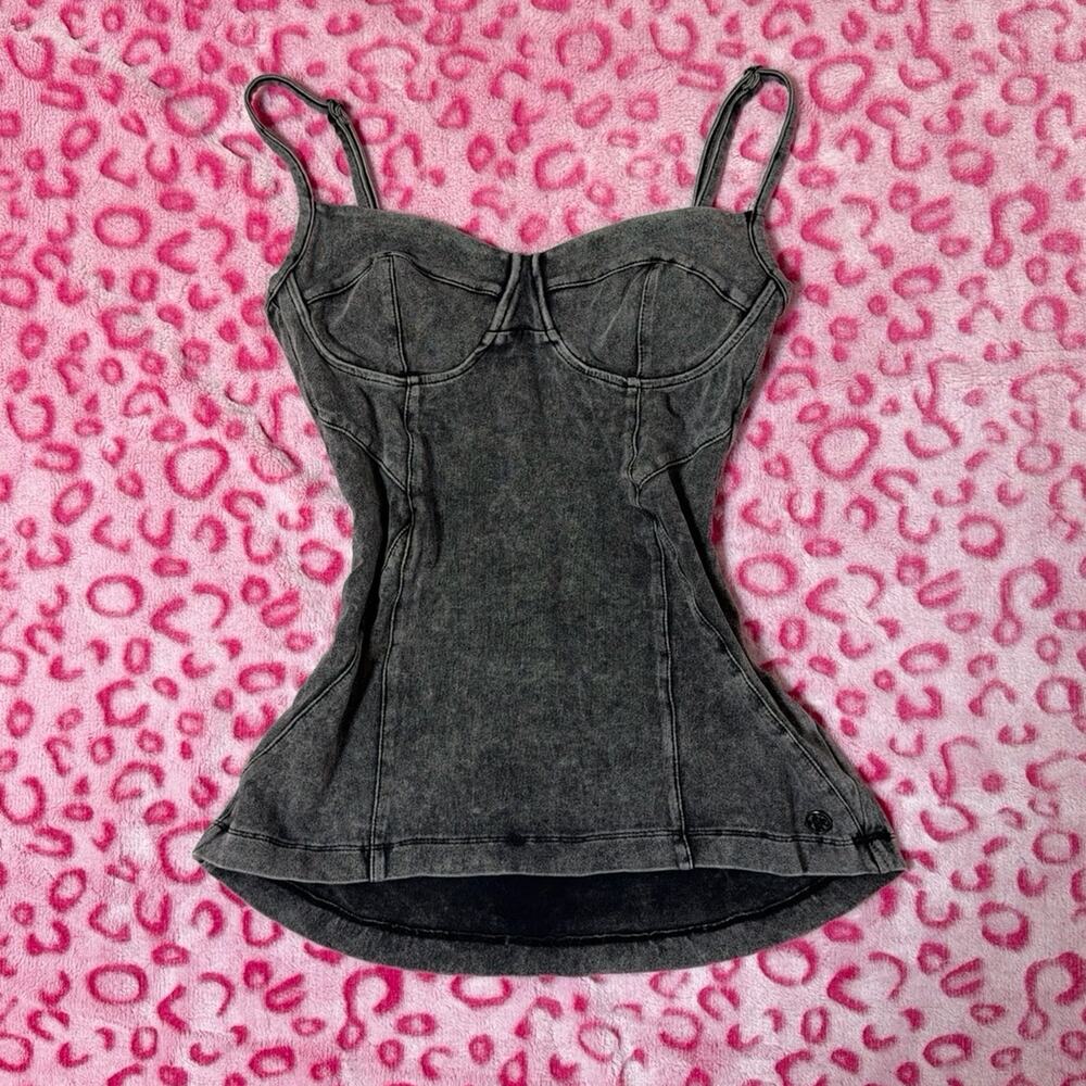 Gentle Fawn Acid Wash Denim Corset Top Bustier Blouse Camisole Size S